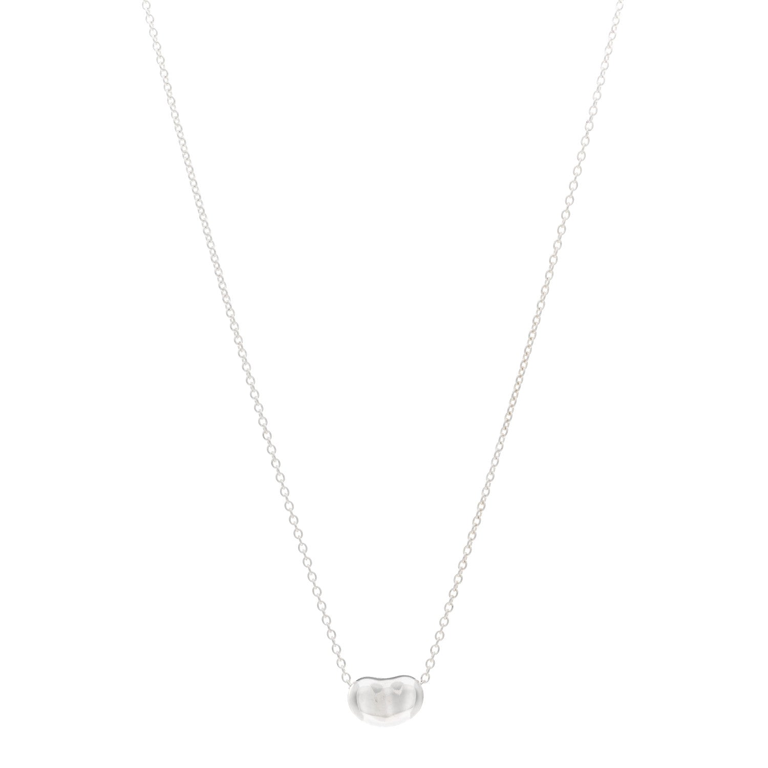 Tiffany Sterling Silver 9mm Elsa Peretti Bean Pendant Necklace 1 of 4
