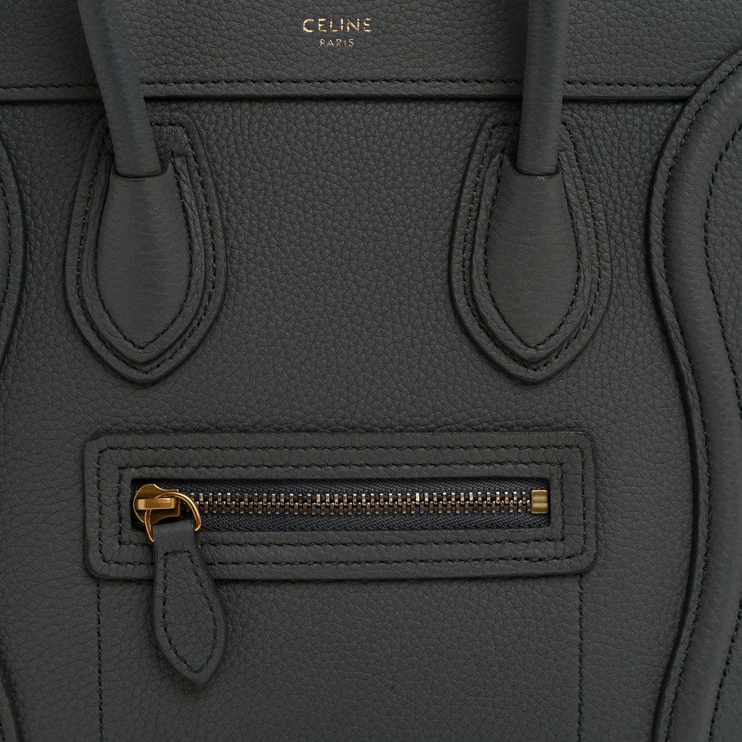 Celine Drummed Calfskin Nano Luggage Kohl 9 of 11