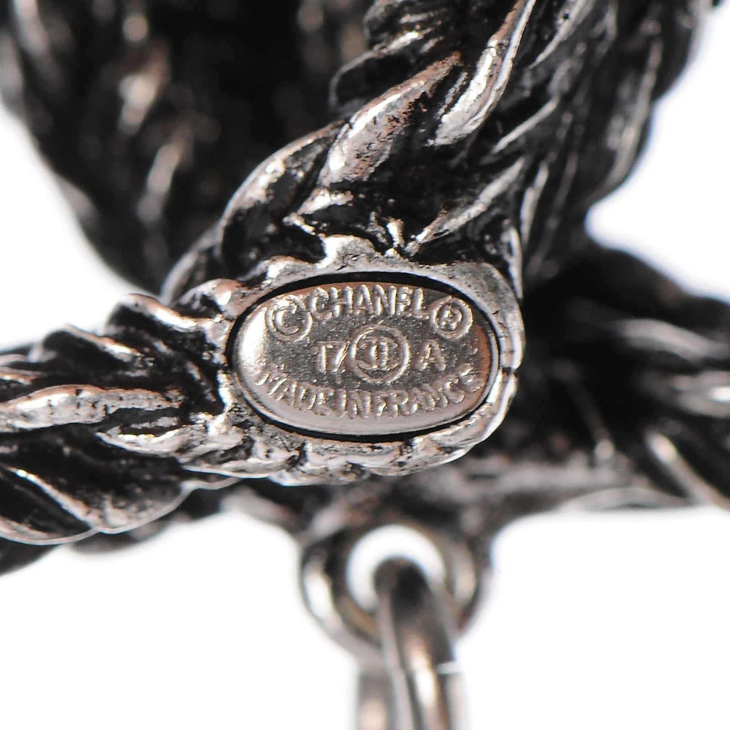 Crystal Chain Fringe CC Brooch Silver