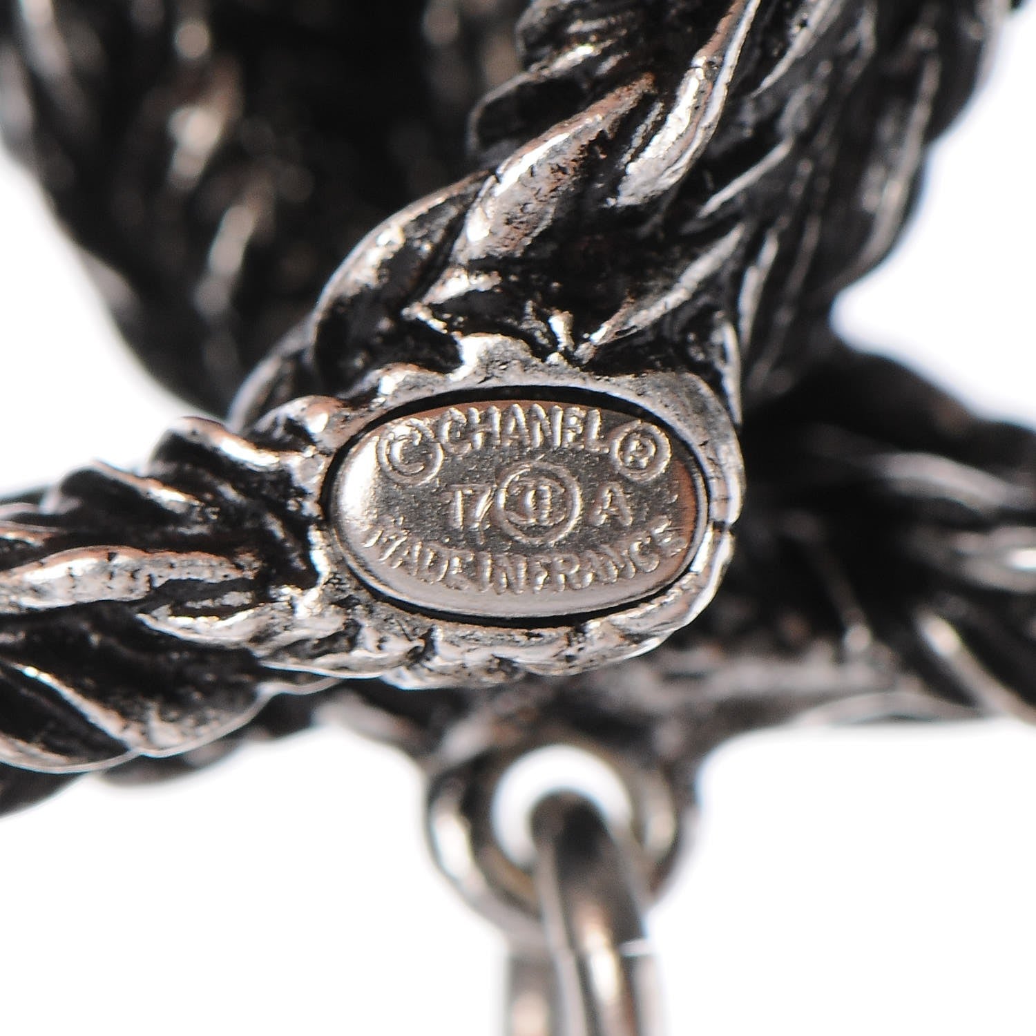 Chanel Crystal Chain Fringe CC Brooch Silver 4 of 5