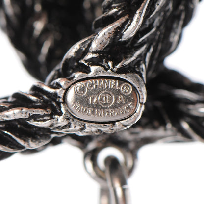 Chanel Crystal Chain Fringe CC Brooch Silver 4 of 5
