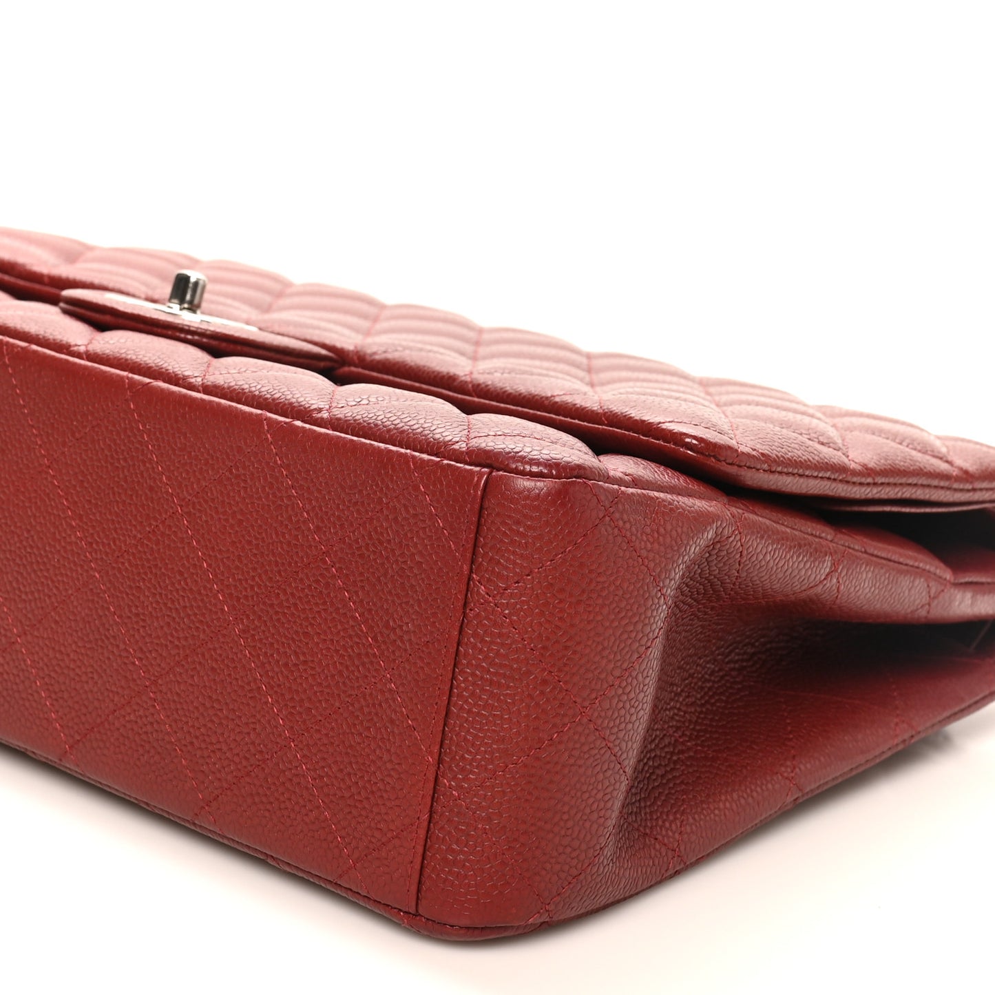 Caviar Quilted Maxi Double Flap Dark Red