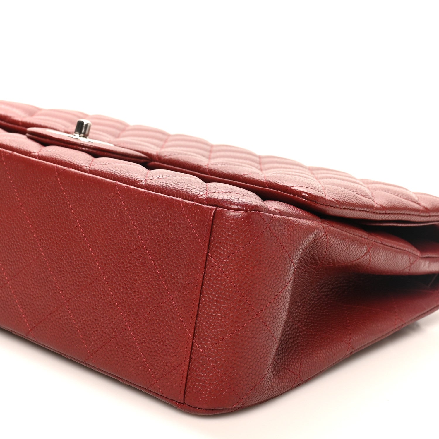Chanel Caviar Quilted Maxi Double Flap Dark Red 10 of 10