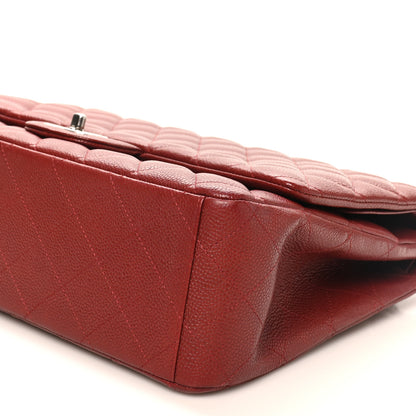 Chanel Caviar Quilted Maxi Double Flap Dark Red 10 of 10
