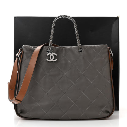 Chanel Calfskin Country Chic Stitched Hobo Grey 11 of 11