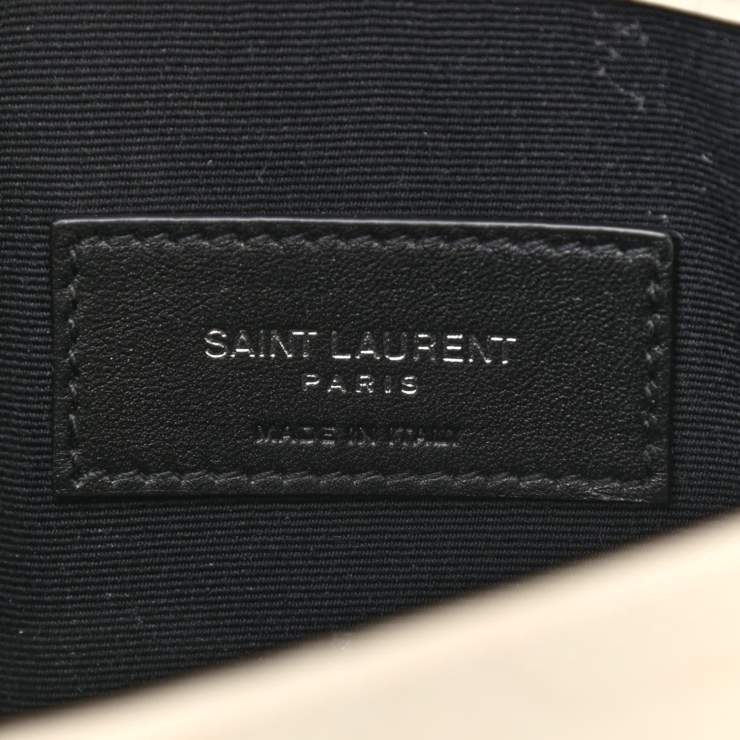 Saint Laurent Calfskin Crocodile Embossed Uptown Monogram Pouch Crema Soft 5 of 8