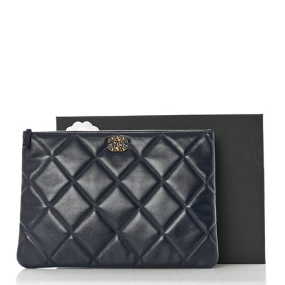 Chanel Goatskin Quilted Large Chanel 19 Pouch Navy 8 of 8