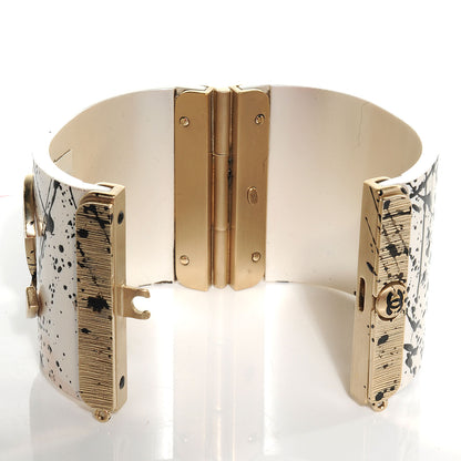 Chanel Matte Jackson Pollock Splattered Paint Cuff Ivory CC 5 of 6