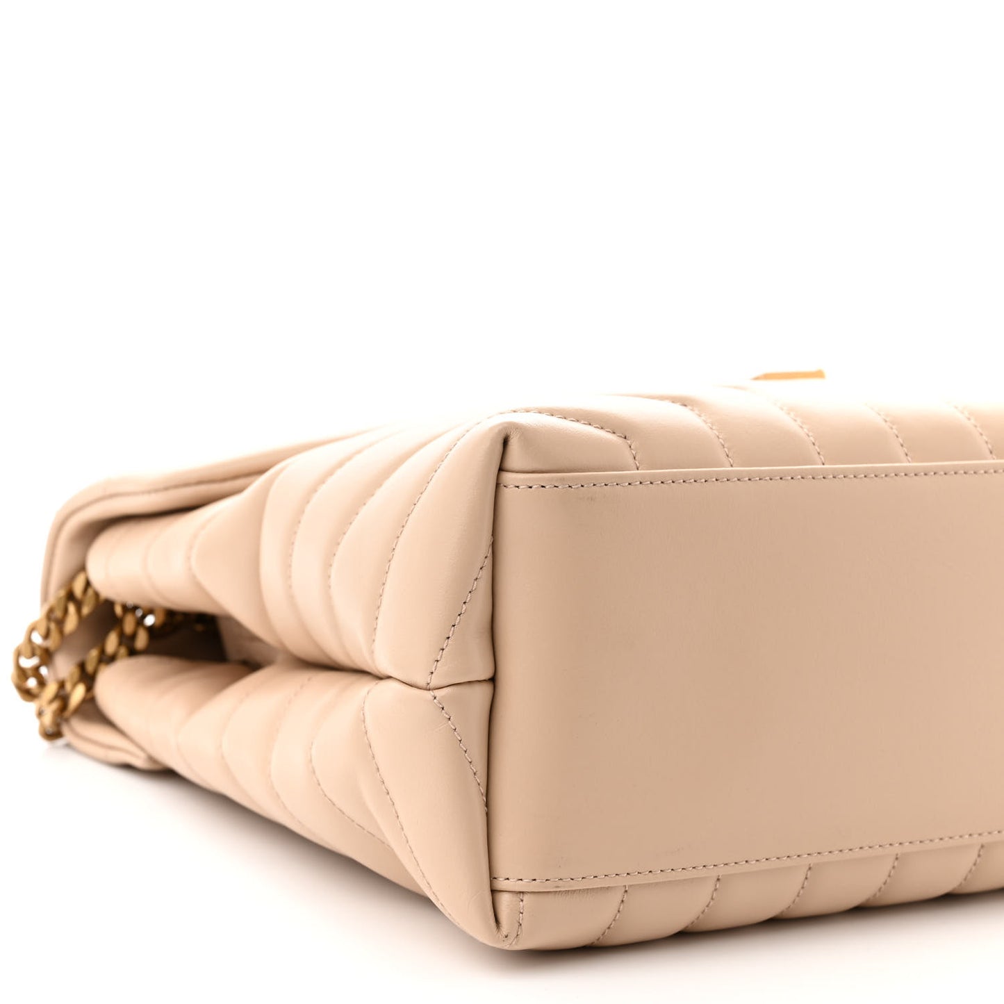Calfskin Y Quilted Monogram Medium Loulou Chain Satchel Dark Beige