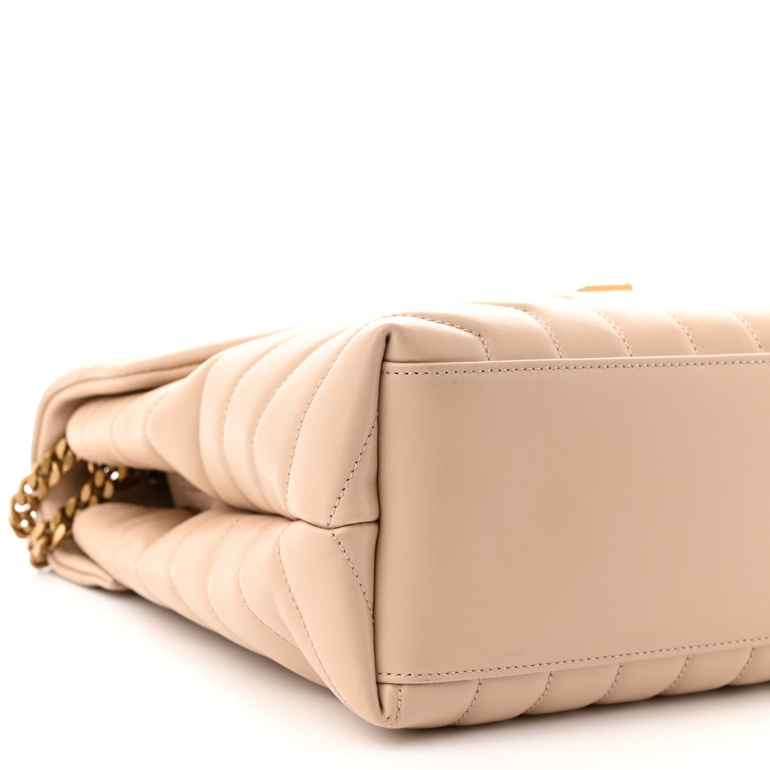 Saint Laurent Calfskin Y Quilted Monogram Medium Loulou Chain Satchel Dark Beige 9 of 10