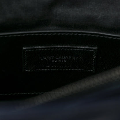 Saint Laurent Sheepskin Matelasse Chevron Monogram Large College Satchel Deep Marine 6 of 10