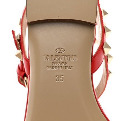 Valentino Garavani Calfskin Nappa Rockstud Ankle Wrap Flat Thong Sandals 35 Rouge Pur 8 of 12
