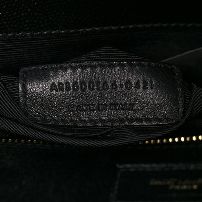 Saint Laurent Grain De Poudre Textured Mixed Matelasse Large Triquilt Monogram Satchel Black 7 of 9