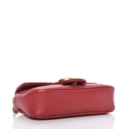 Gucci Calfskin Matelasse Super Mini GG Marmont Shoulder Bag Hibiscus Red 5 of 11
