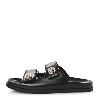 Gucci Nappa Double G Crystal Womens Isla Dad Sandals 38 Black 1 of 11