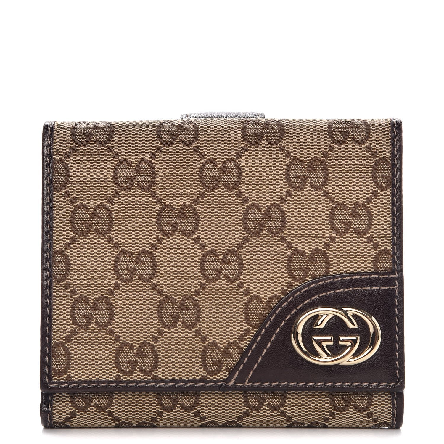 Gucci Monogram New Britt French Wallet Dark Brown 1 of 8