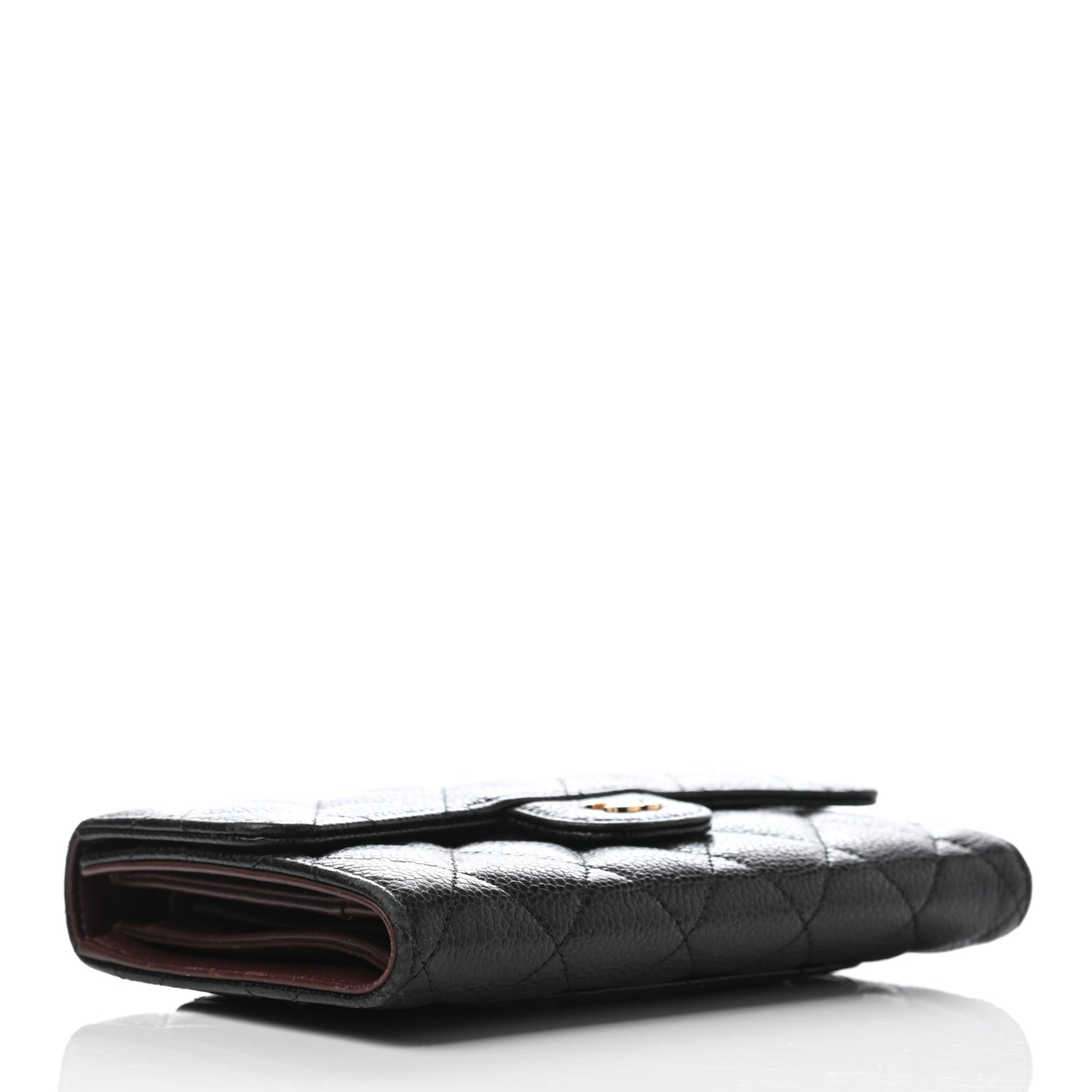 Caviar Quilted Long Flap Wallet Black