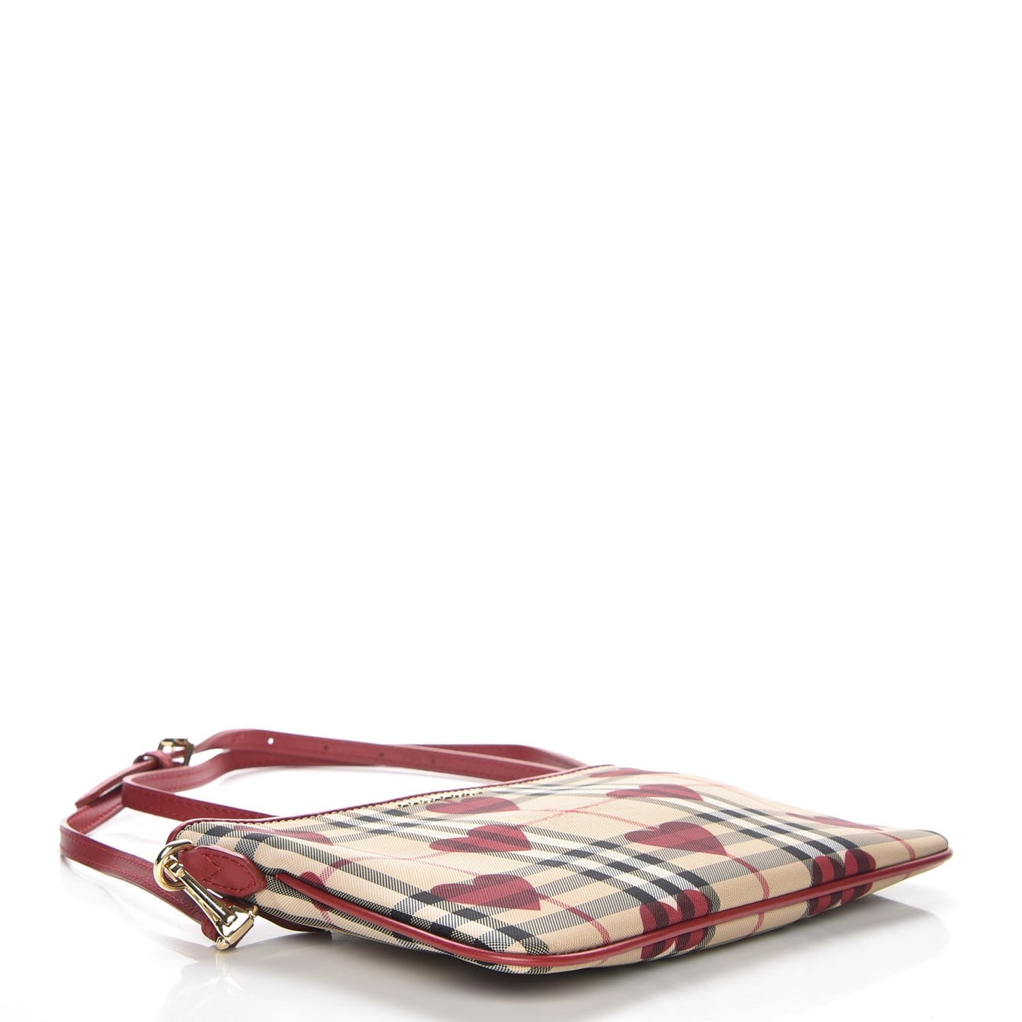 Horseferry Check Heart Print Crossbody Clutch Bag Parade Red