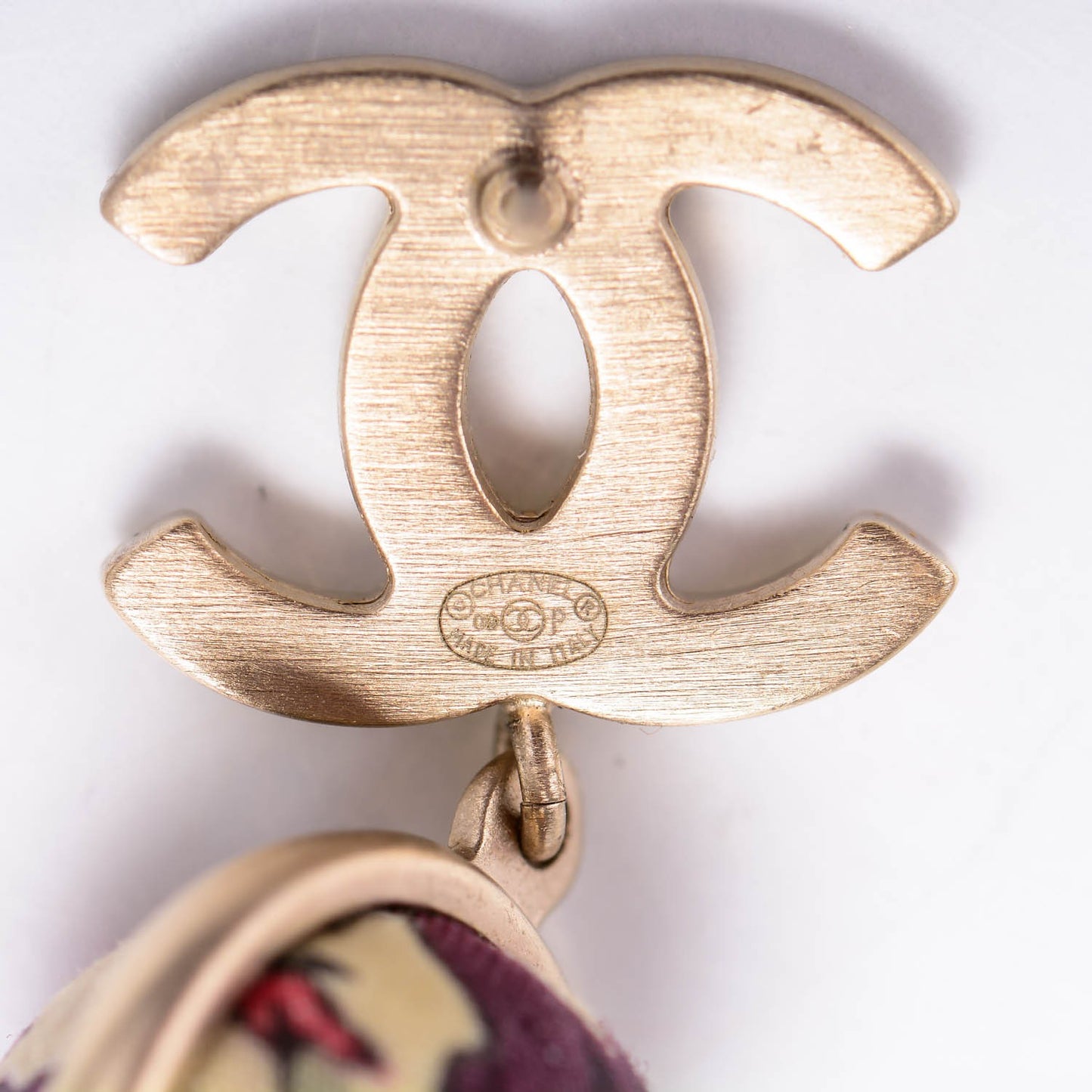 Enamel CC Camellia Drop Earrings White Gold