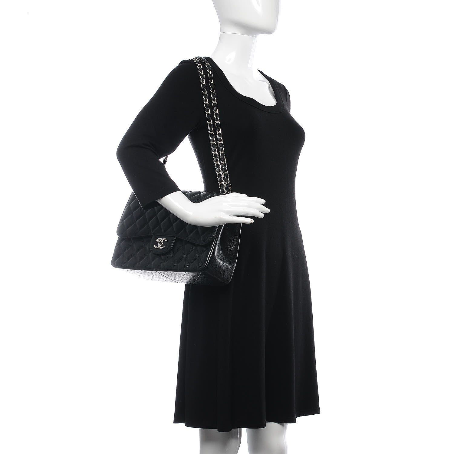 Chanel Caviar Quilted Jumbo Double Flap Black 2 of 9