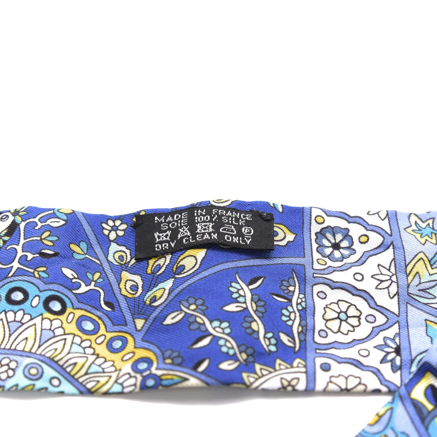 Hermes Silk Au Pays Des Oiseaux Fleurs Twilly Bleu Dur Jaune Vif Turquosie 2 of 3