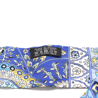 Hermes Silk Au Pays Des Oiseaux Fleurs Twilly Bleu Dur Jaune Vif Turquosie 2 of 3