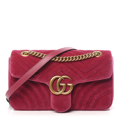 Gucci Velvet Matelasse Small GG Marmont Shoulder Bag Fuchsia Violet Cyclamen 1 of 10