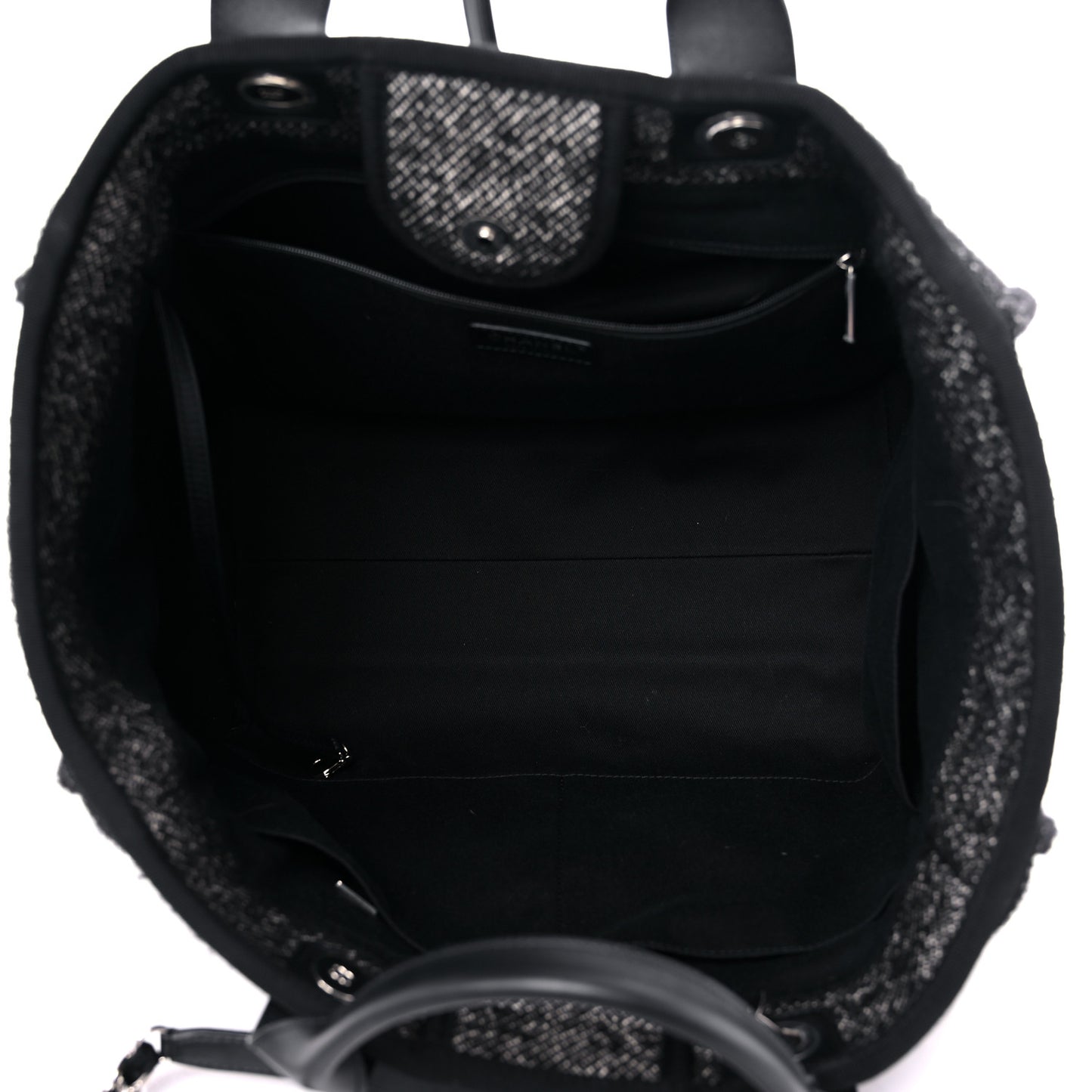 Mixed Fibers Calfskin Medium Deauville Tote Black