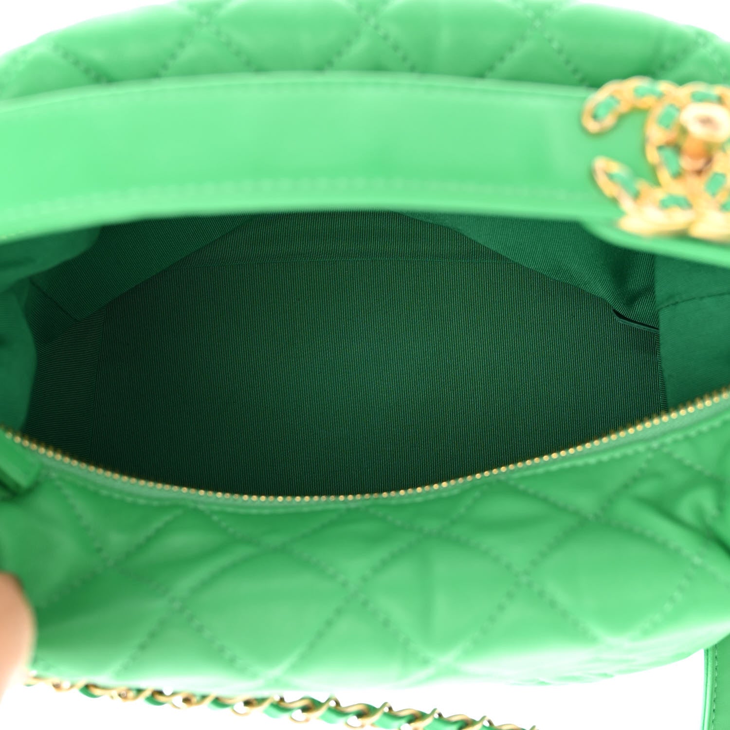 Chanel Lambskin Quilted Large Perfect Meeting Hobo Green 5 of 11