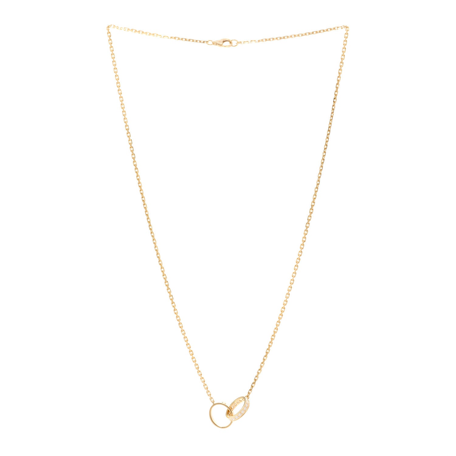 Cartier 18K Yellow Gold Diamond Interlocking LOVE Necklace 3 of 4