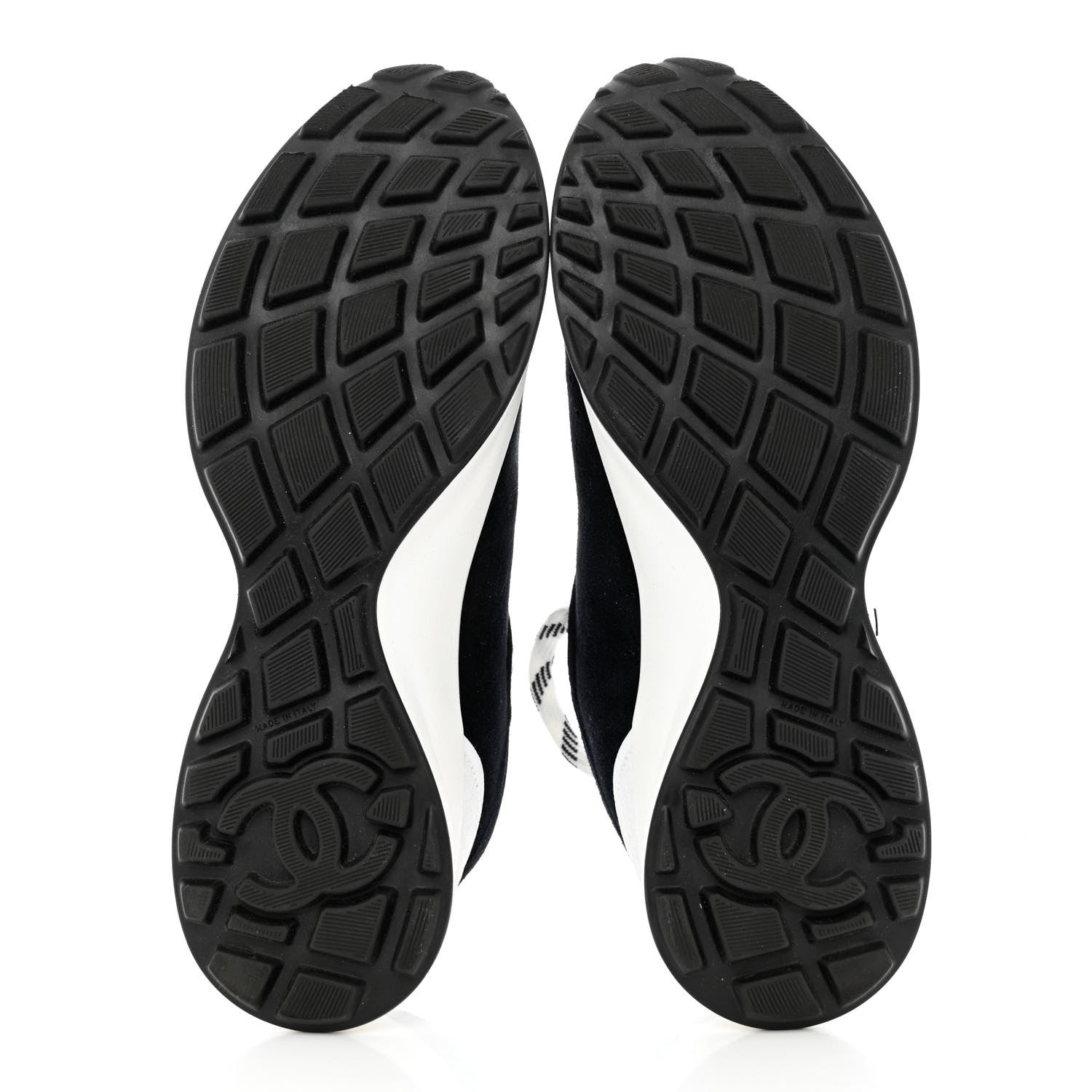 Chanel Fabric Suede Kidskin CC Sneakers 40 Black White 5 of 9