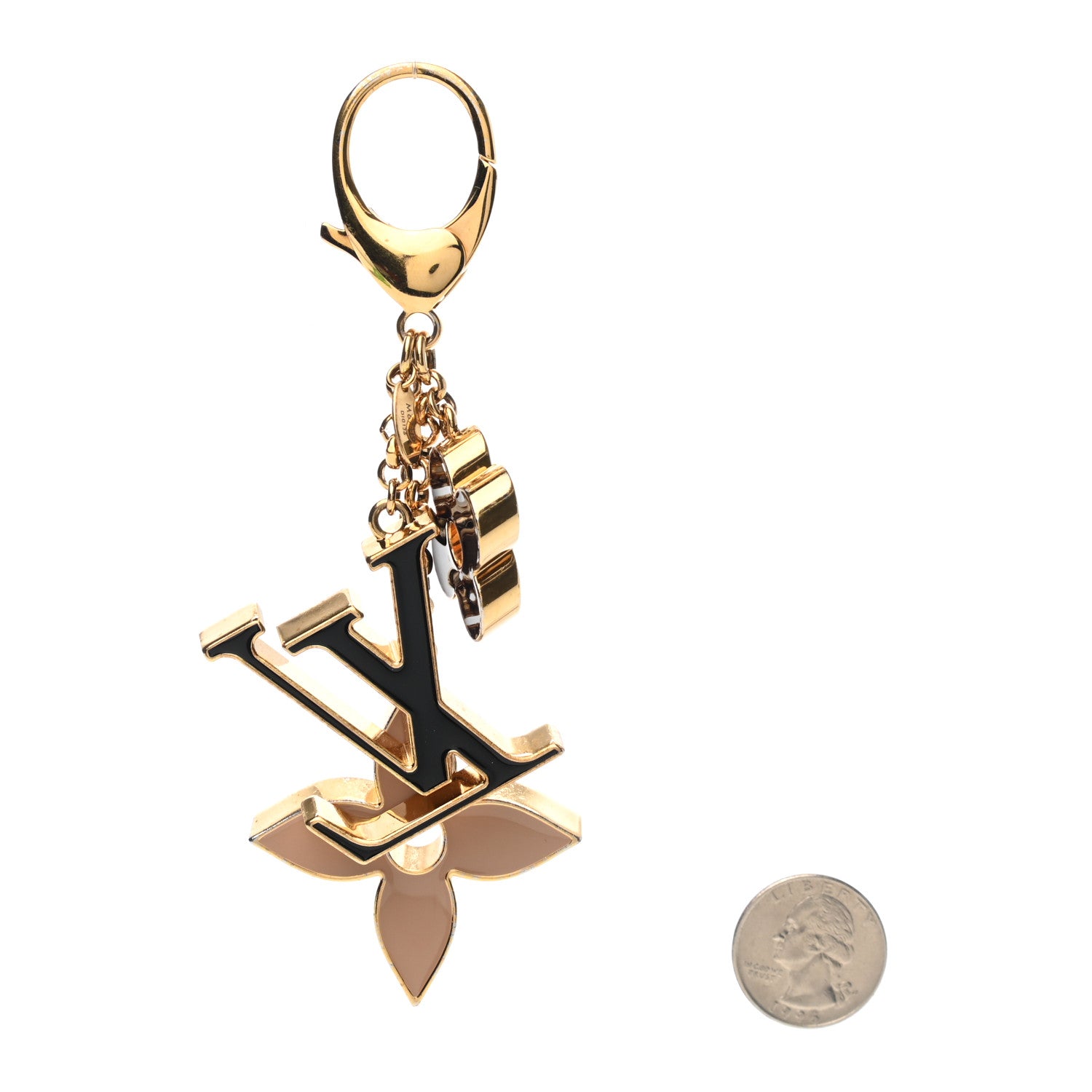 Louis Vuitton Metal Enamel Fleur De Monogram Bag Charm Dore 2 of 4