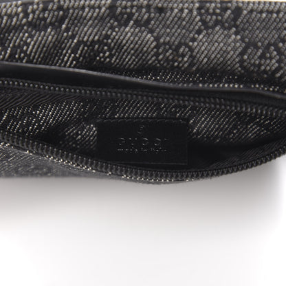 Gucci Denim Monogram Double Pocket Belt Bag Black 5 of 10