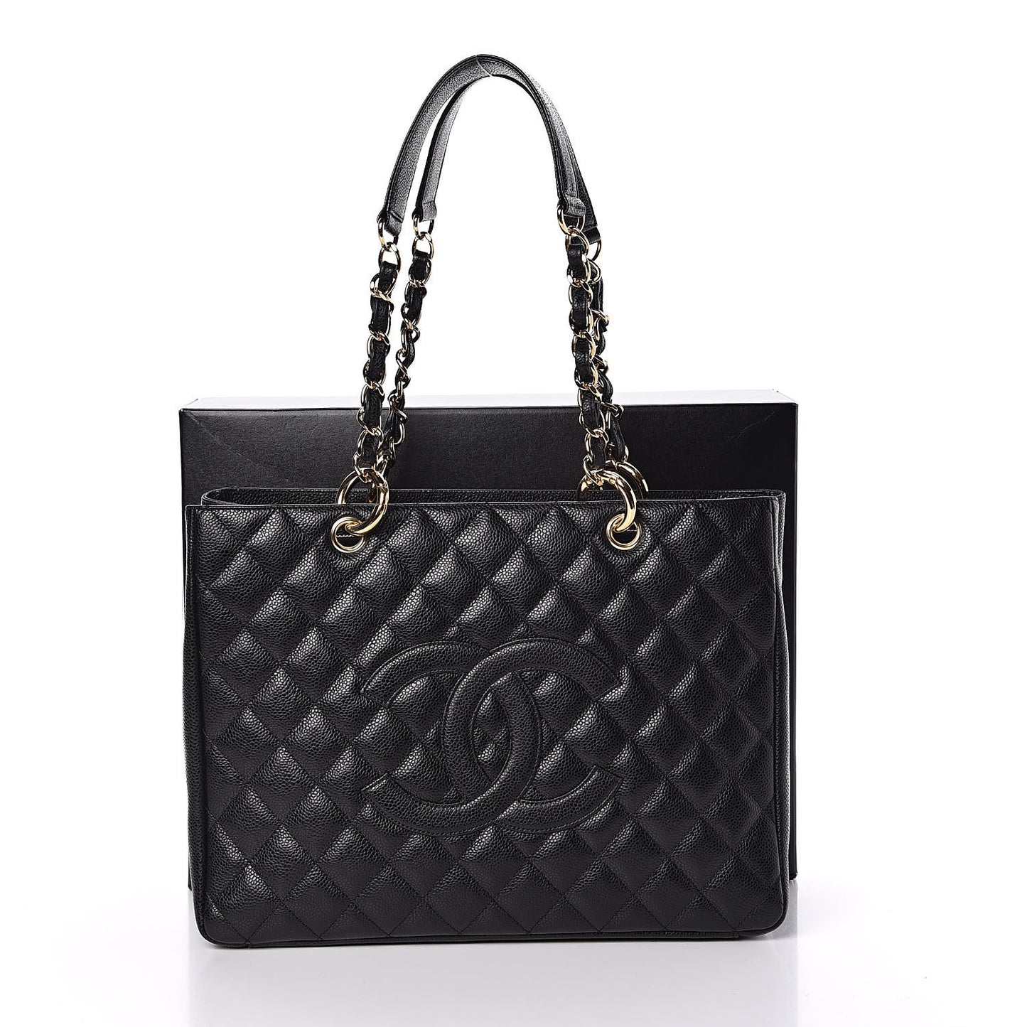 Caviar Quilted Grand Shopping Tote GST Black