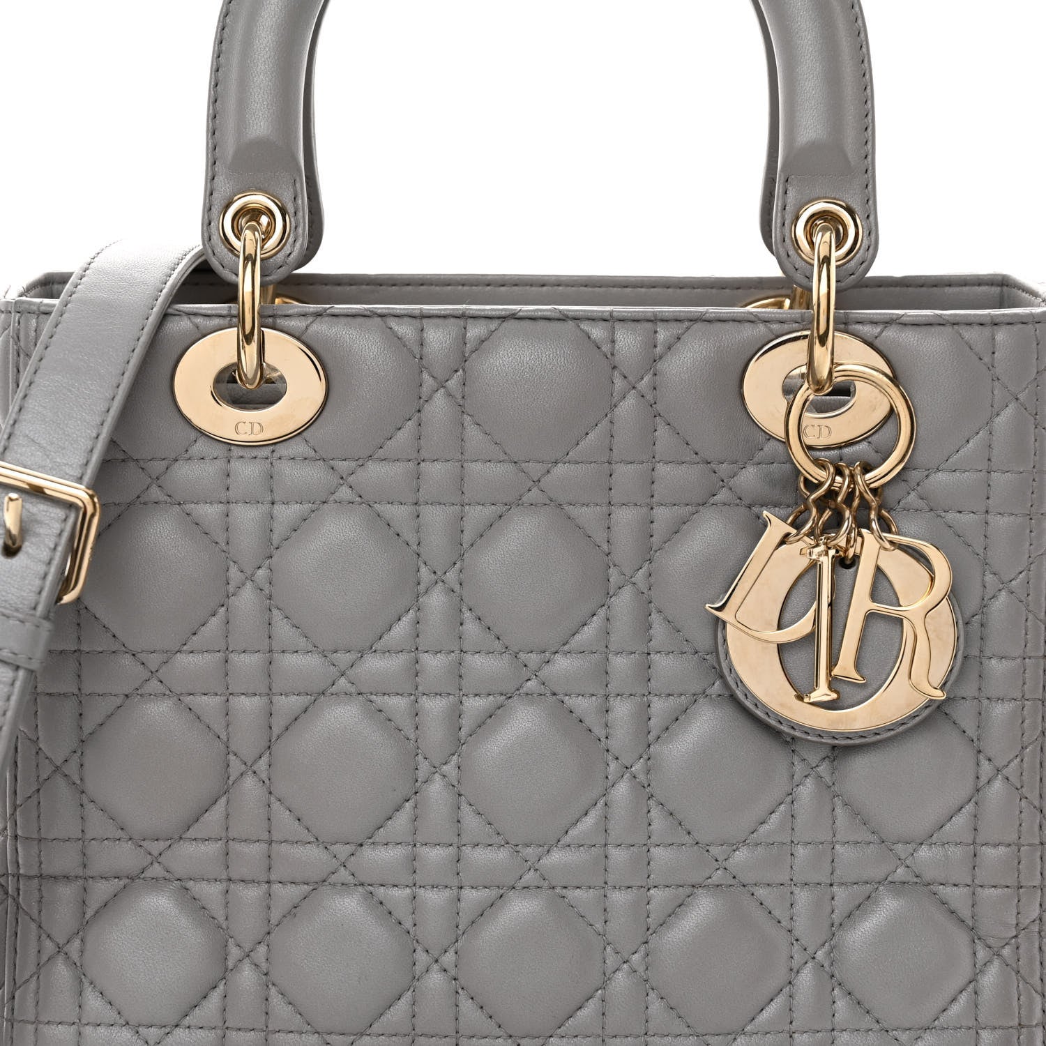 Christian Dior Lambskin Cannage Medium Lady Dior Grey 8 of 12