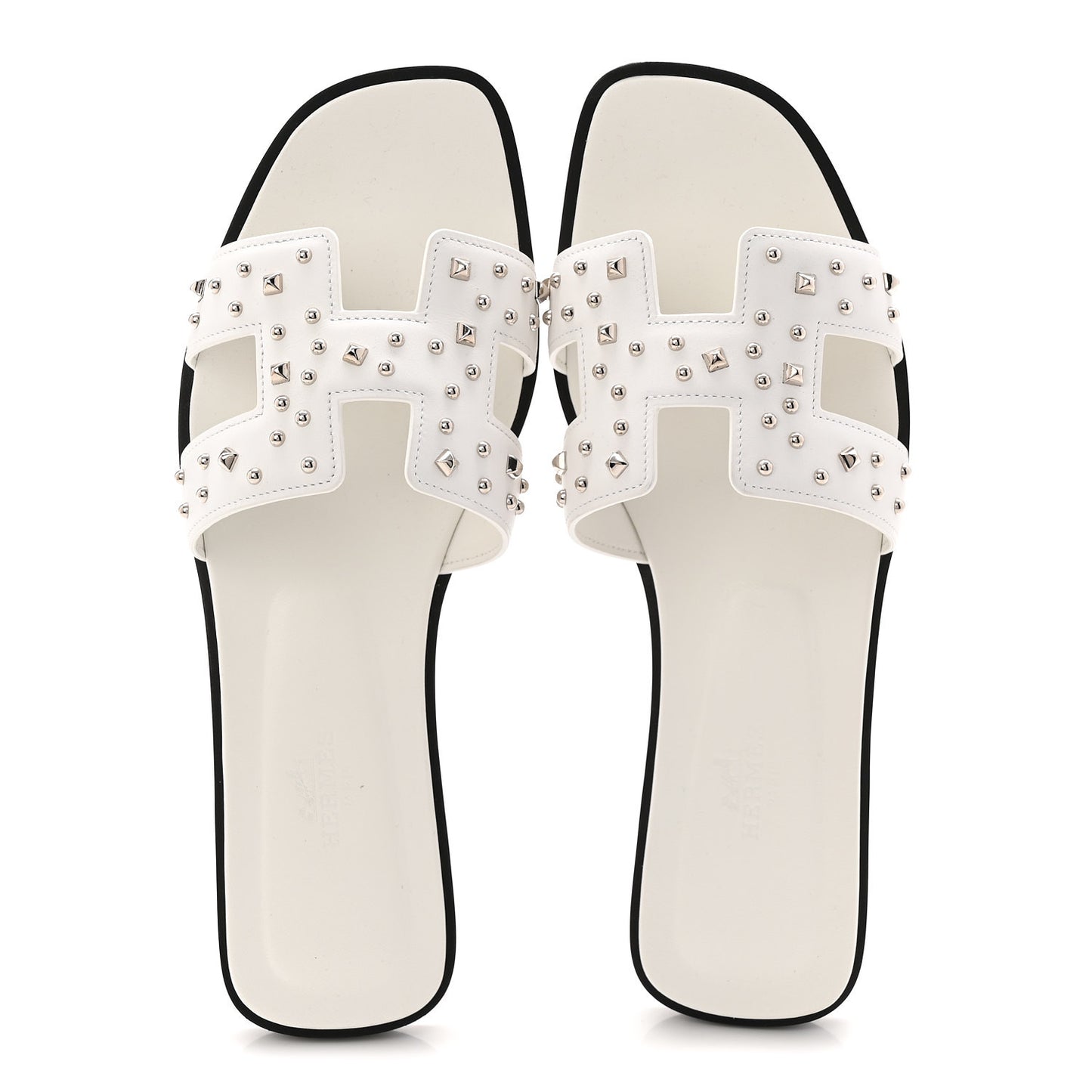 Calfskin Studded Oran Sandals 37.5 White