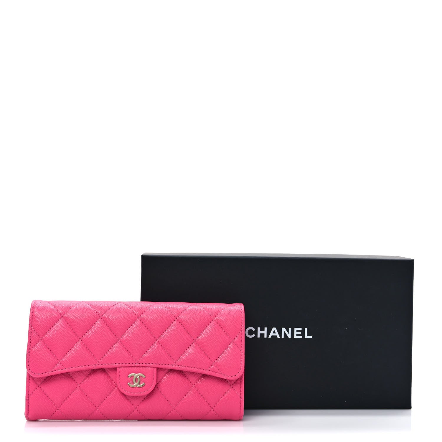 Chanel Caviar Quilted Large Gusset Flap Wallet Pink 7 of 7