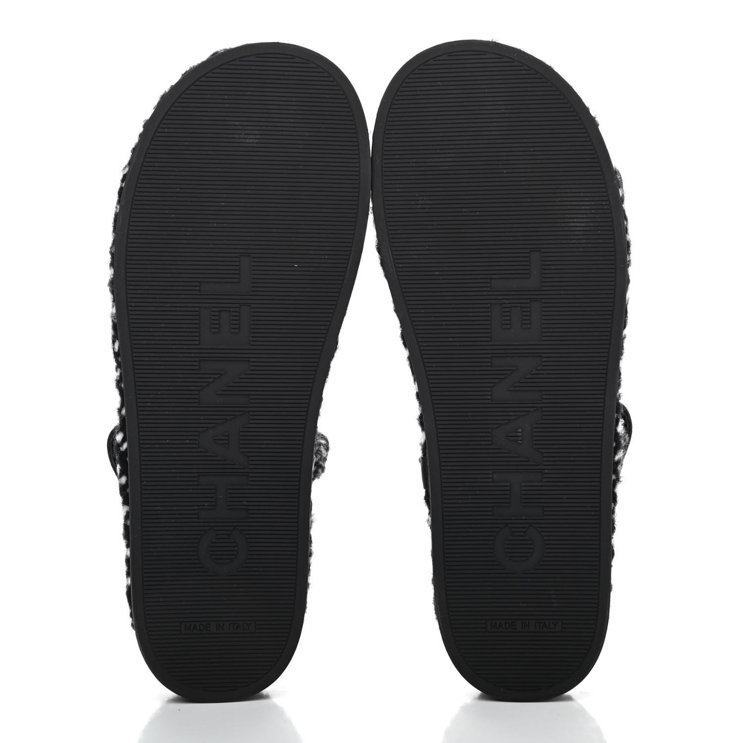 Cord Lambskin Quilted Logo Sandals 39 Black White