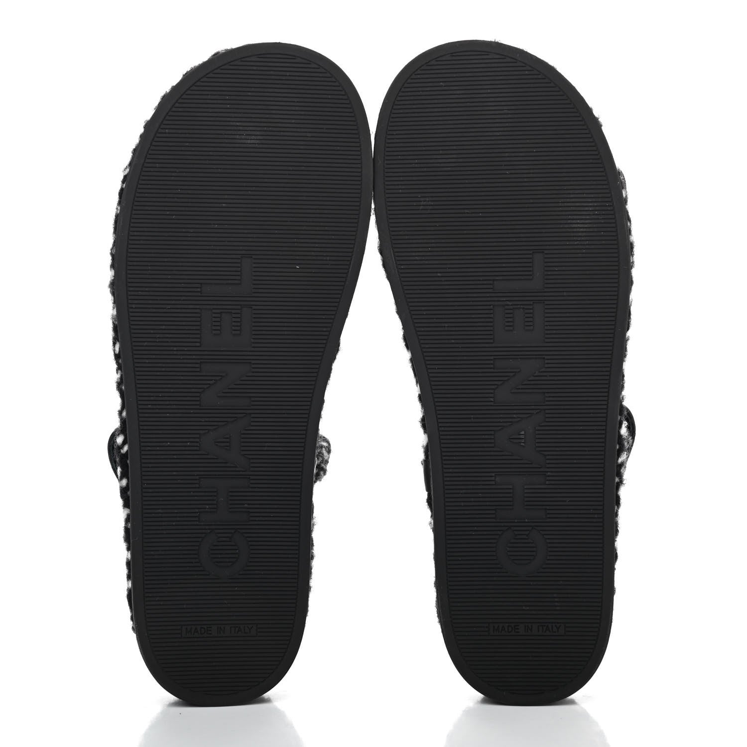 Chanel Cord Lambskin Quilted Logo Sandals 39 Black White 4 of 4
