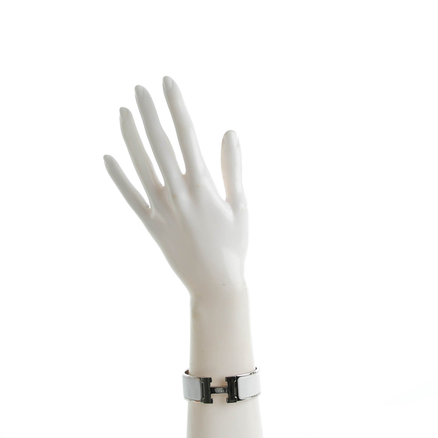 Hermes Enamel Wide Clic Clac H Bracelet PM White 2 of 6