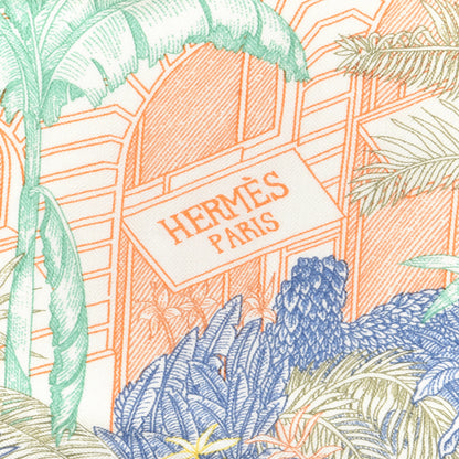 Hermes Cashmere Silk Faubourg Tropical Shawl 140 White Bleu Abricot 2 of 5