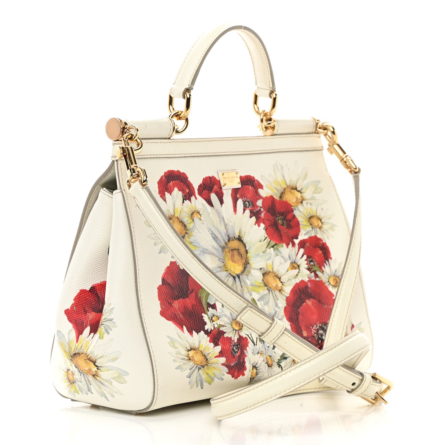 Dauphine St.Giap Papaveri Print Medium Miss Sicily Satchel White Multicolor