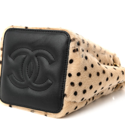 Chanel Pony Hair Cheetah Printed CC Chain Bucket Bag Light Beige Black 9 of 10