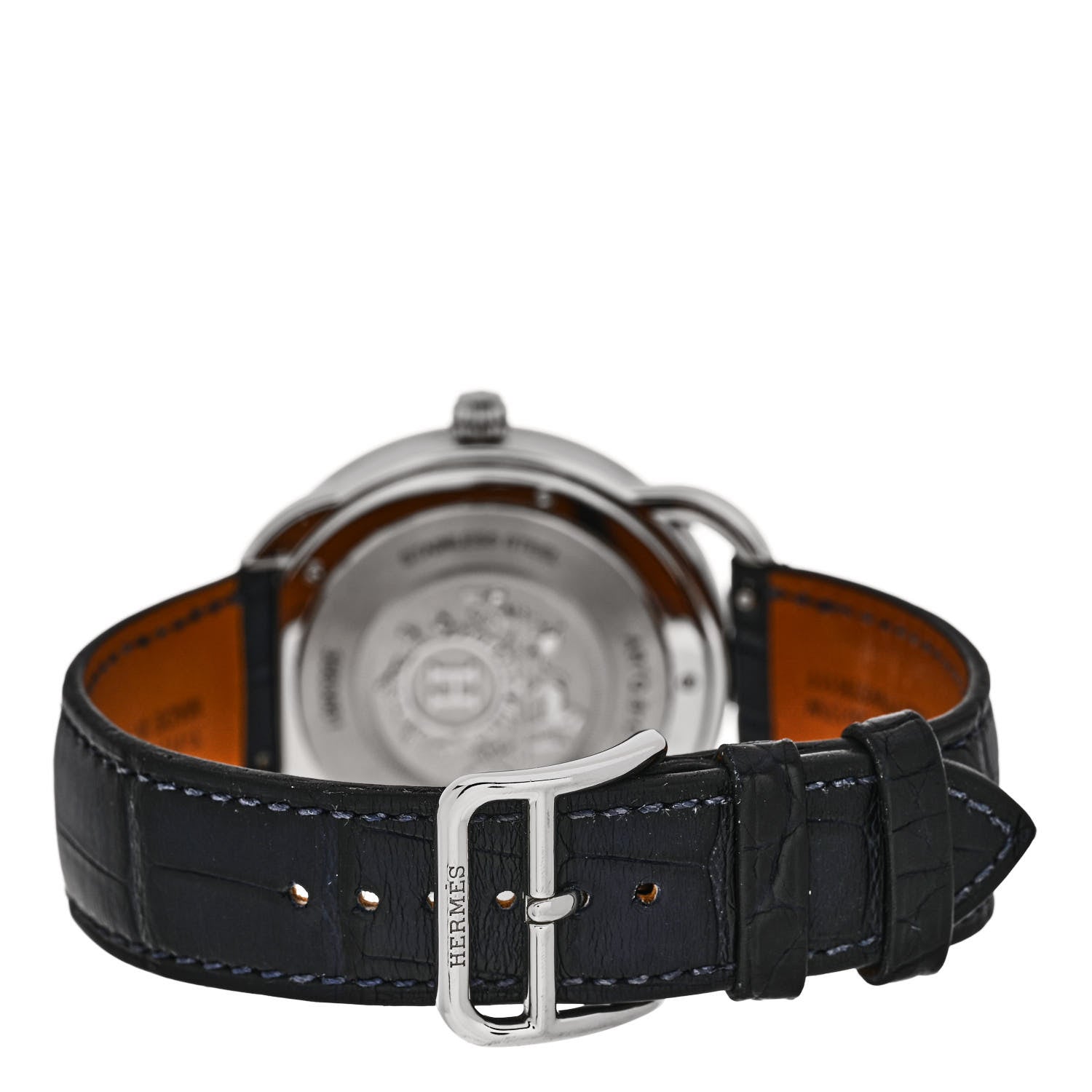 Hermes Stainless Steel Alligator 40mm Arceau Quartz Watch Bleu Abysse 3 of 5