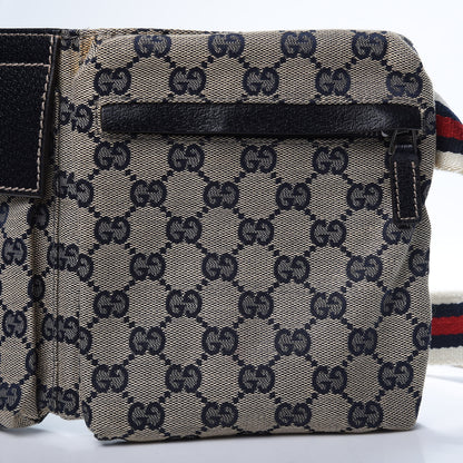 Gucci GG Monogram Web Double Pocket Belt Bag Navy 11 of 15