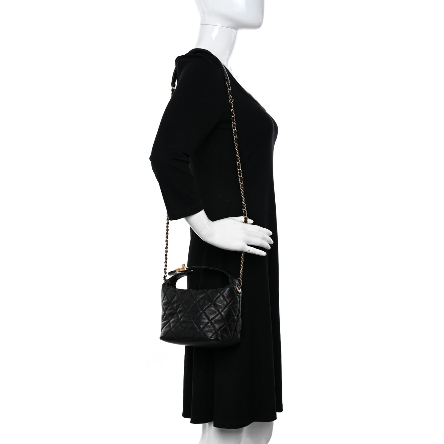 Lambskin Quilted Small Perfect Meeting Hobo Black