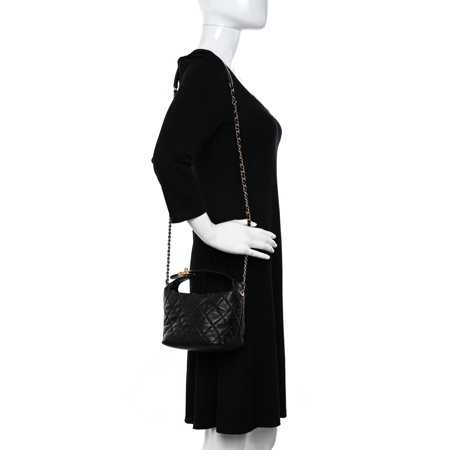 Chanel Lambskin Quilted Small Perfect Meeting Hobo Black 2 of 10