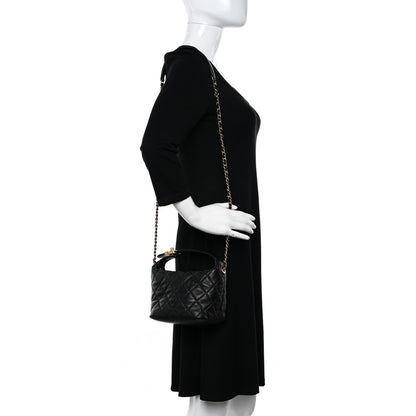 Chanel Lambskin Quilted Small Perfect Meeting Hobo Black 2 of 10