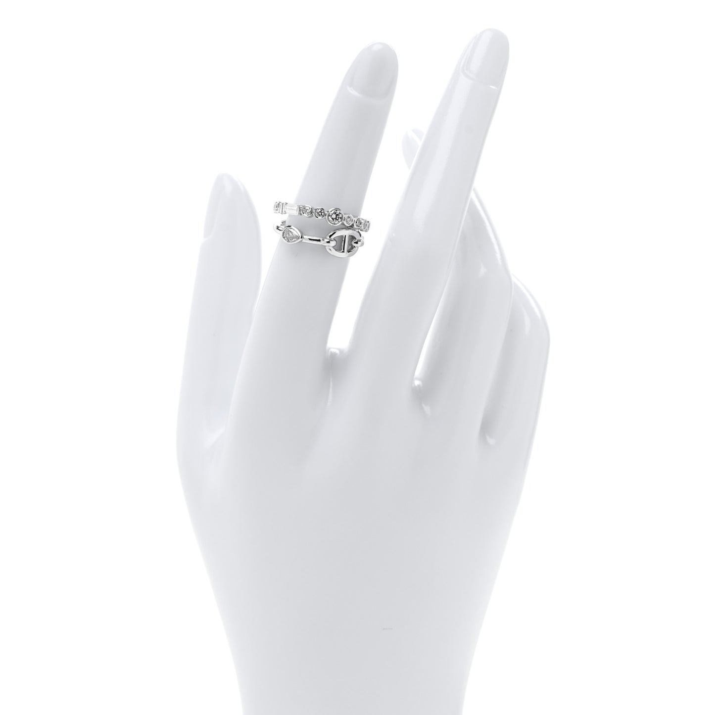 18K White Gold Diamond Chaine D'Ancre Fancy Chaos Ring 50 5.25
