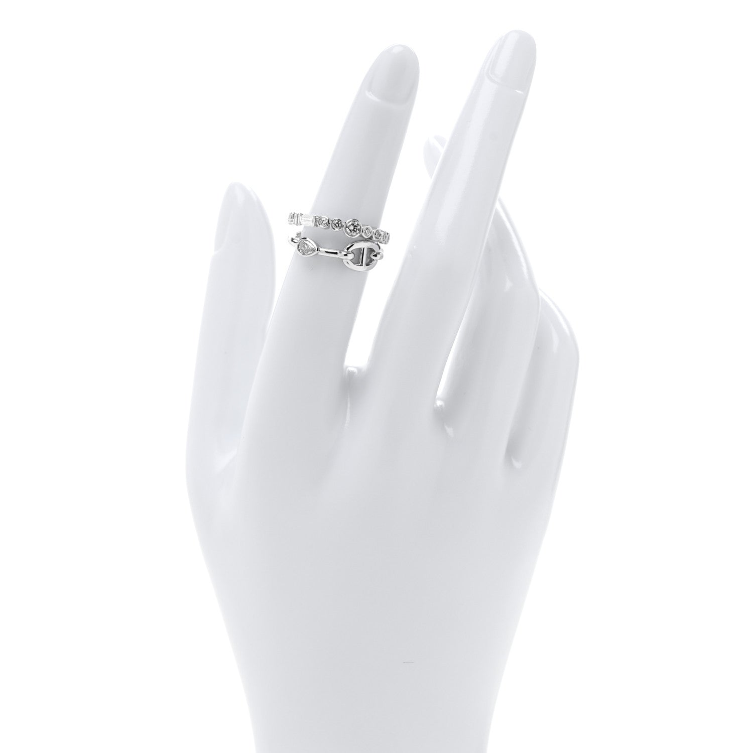 Hermes 18K White Gold Diamond Chaine D'Ancre Fancy Chaos Ring 50 5.25 2 of 5